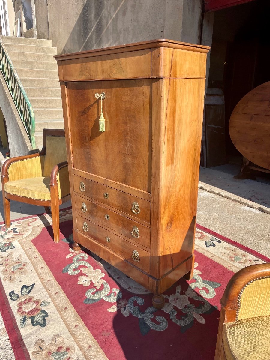 Charles X Restoration Secretary In Blond Mahogany, 19th Century 