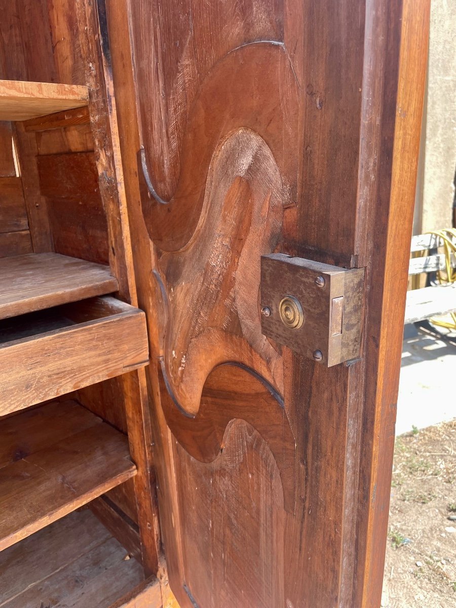 Bressane Louis XV Wardrobe In Walnut 18th Century -photo-5