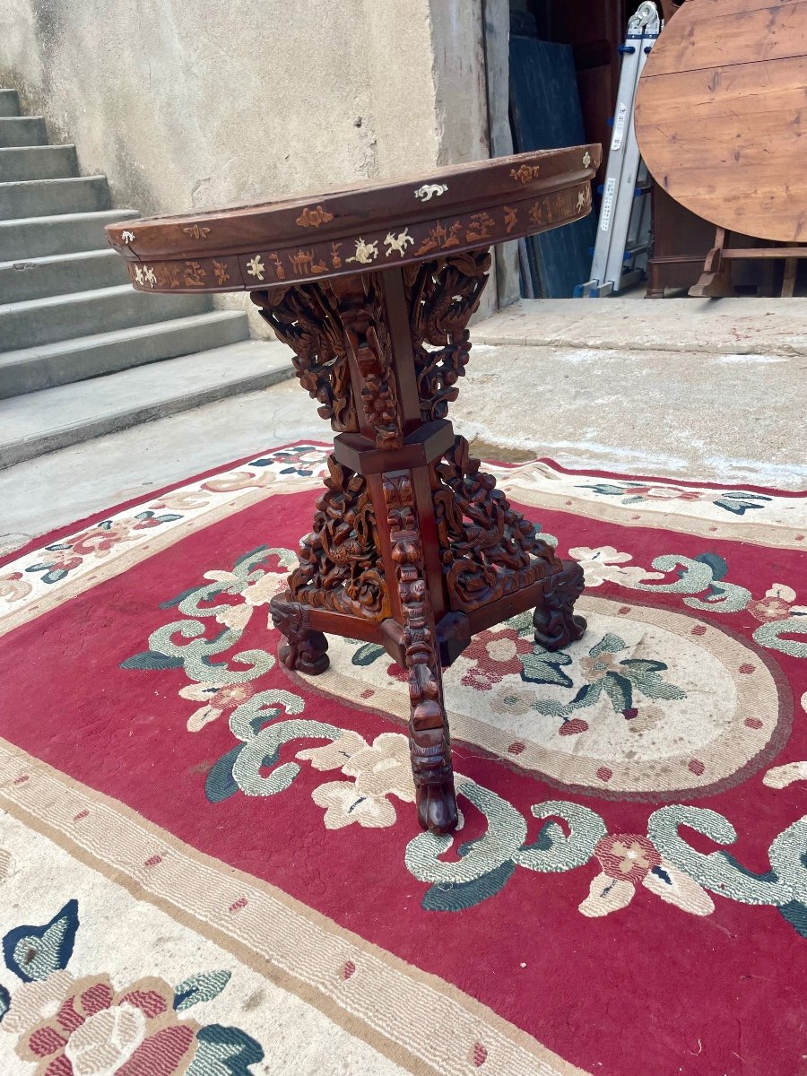 Table De, Milieu Guéridon Chinois Napoléon III D époque XIXem Siècle -photo-5