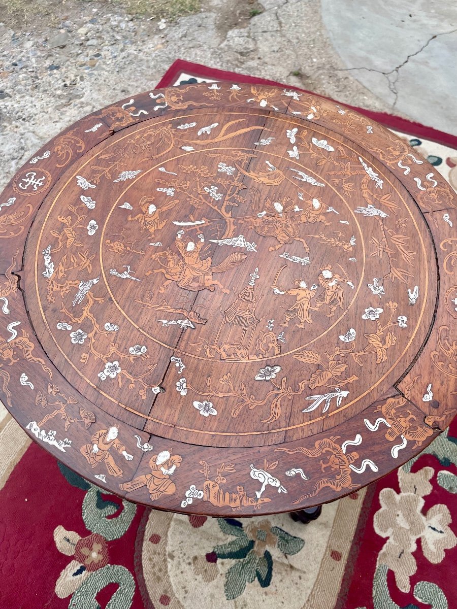 Table De, Milieu Guéridon Chinois Napoléon III D époque XIXem Siècle -photo-6