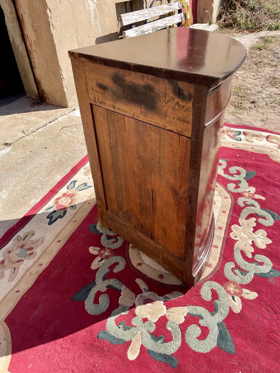 Curved Restoration Corner Cabinet In Flamed Mahogany From The 19th Century -photo-6