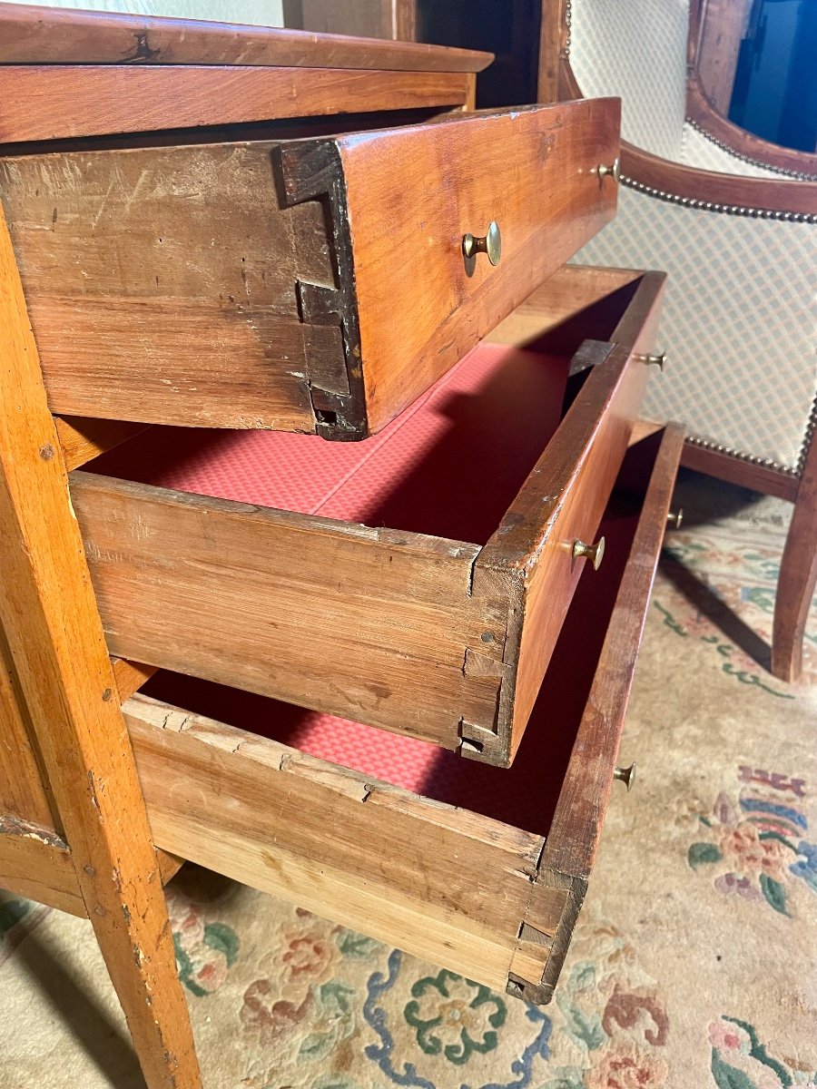 Small 18th Century Directoire Chest Of Drawers In Cherry Wood.-photo-6