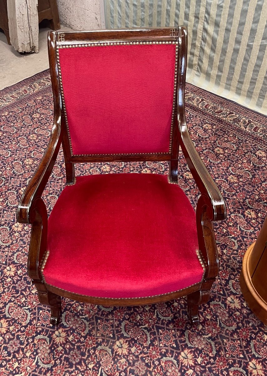 Fauteuil Charle X,  En  Palissandre D époque XIXém Siècle, -photo-4