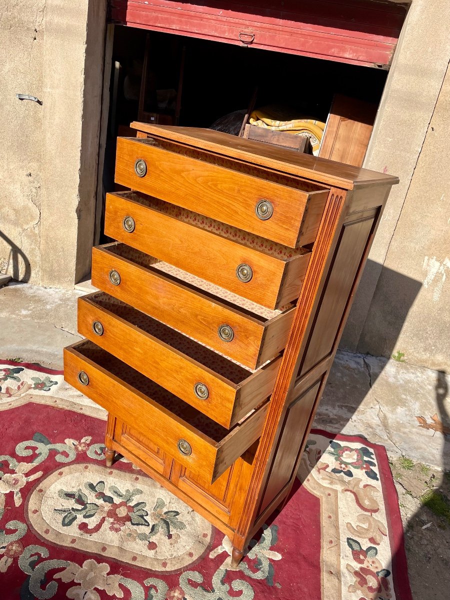 Louis XVI Louis Chest Of Drawers In Walnut From The 1900s.-photo-2