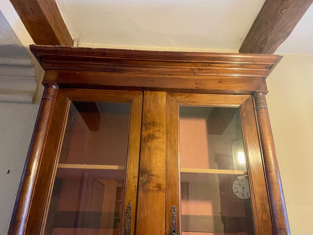 Sideboard, 5 Doors, Empire Bookcase In Walnut, 19th Century.-photo-2
