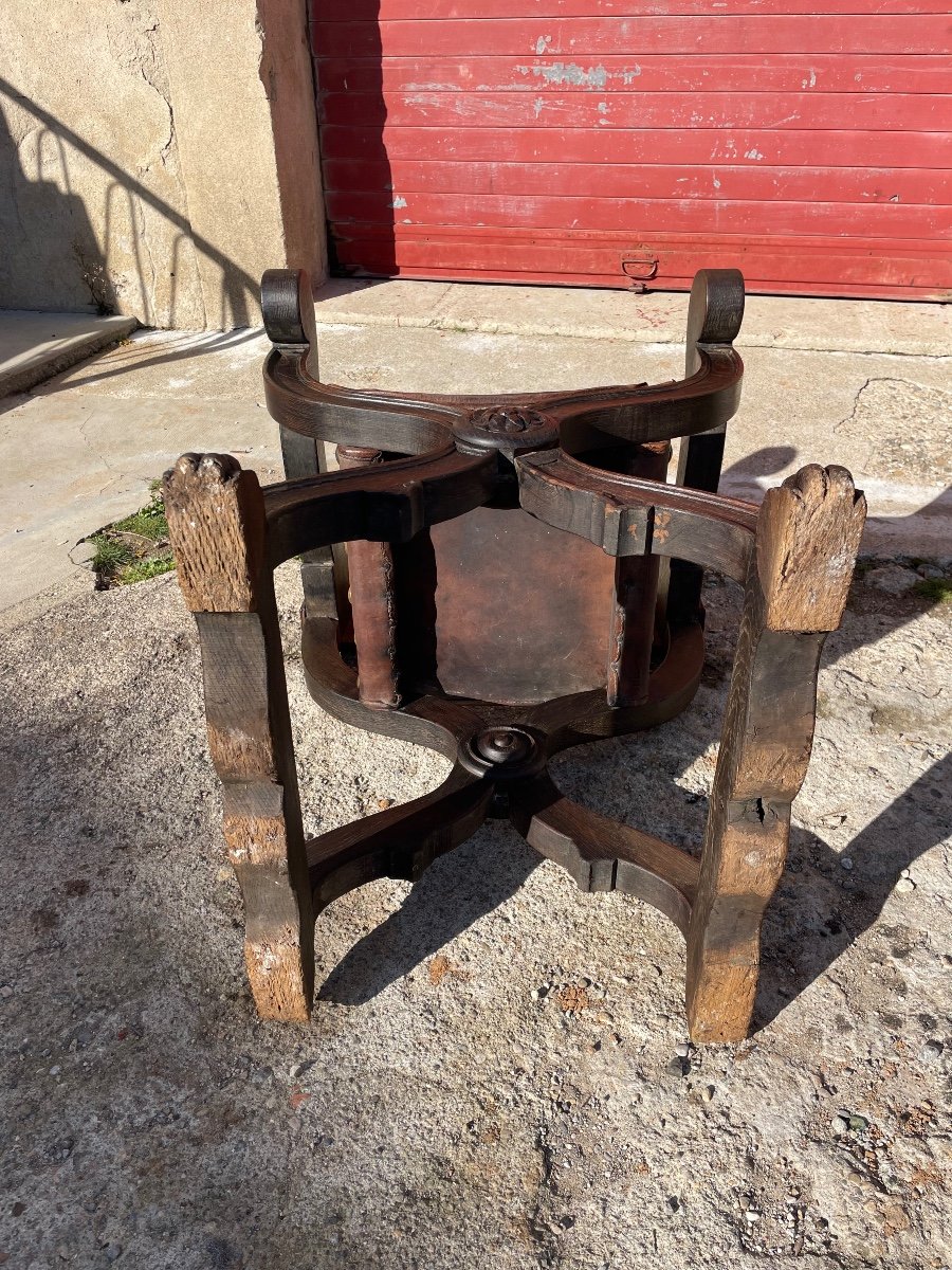Fauteuil Dagobert, Louis XIII, En Chêne D’époque XVIIIem Siècle.-photo-4