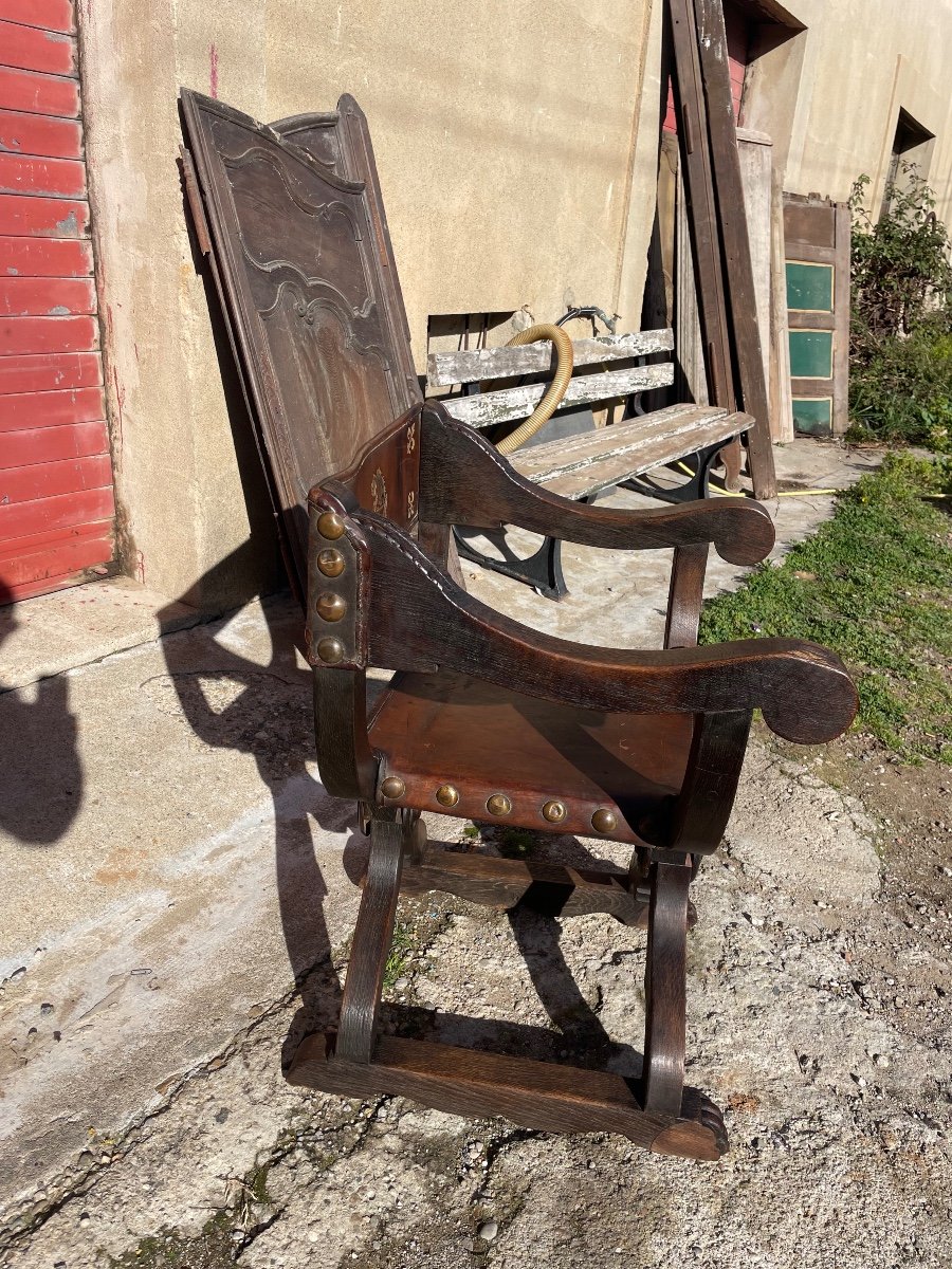 Fauteuil Dagobert, Louis XIII, En Chêne D’époque XVIIIem Siècle.-photo-7