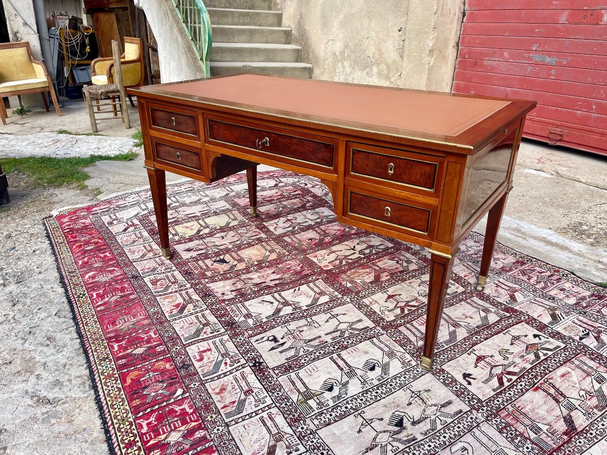 Bureau,, Plat, Louis XVI, En Acajou D’époque XIXem, Siècle.-photo-3