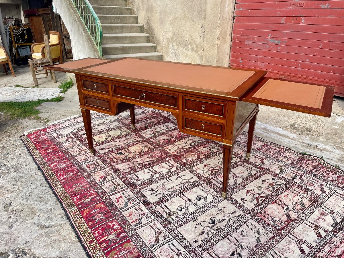 Bureau,, Plat, Louis XVI, En Acajou D’époque XIXem, Siècle.-photo-4