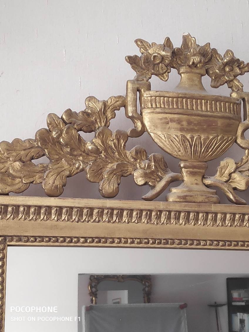 Louis XVI Gilded Wood Mirror, 18th Century -photo-3