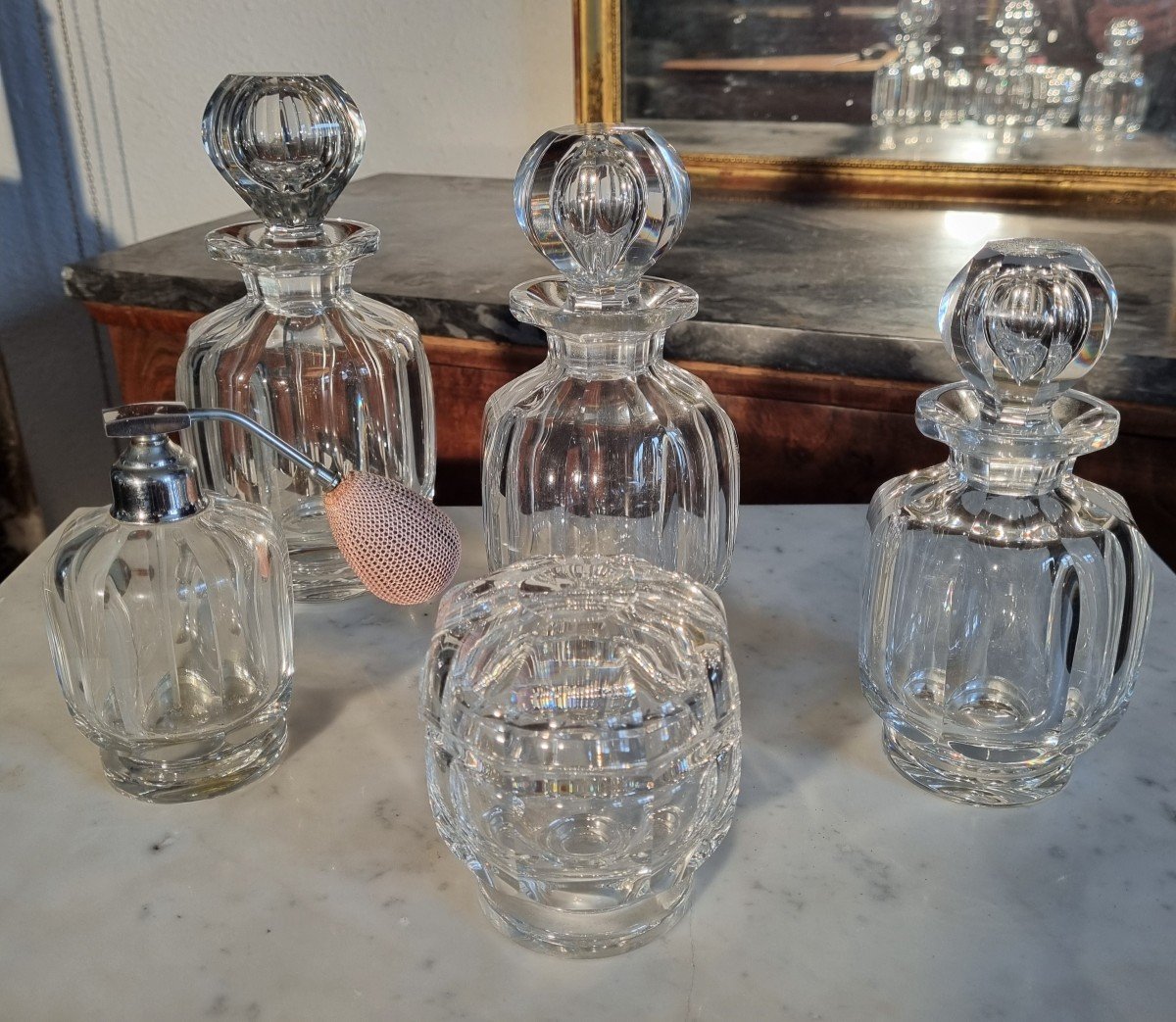 Baccarat Crystal Toiletry Set, Malmaison, 20th Century-photo-2
