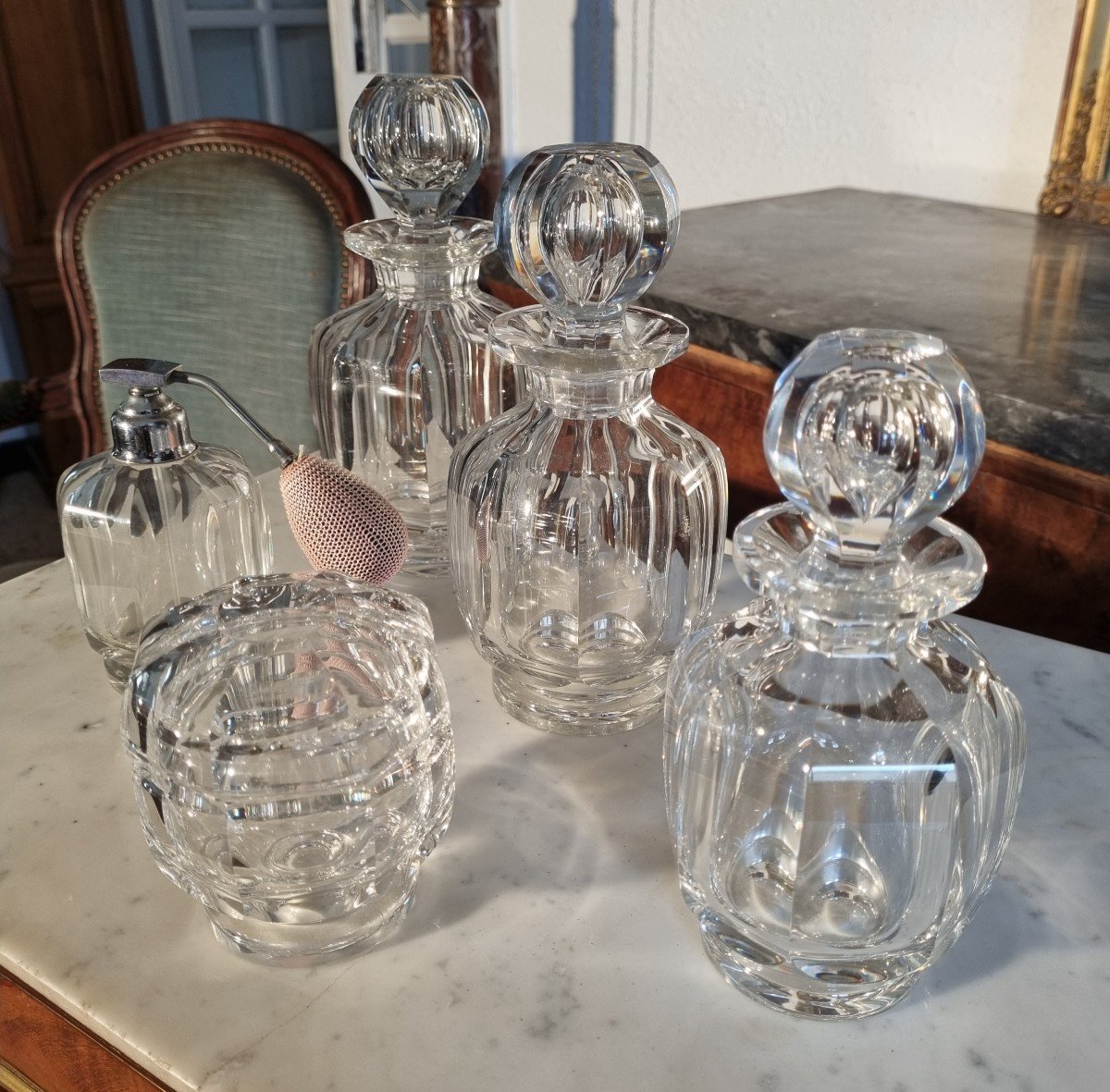 Baccarat Crystal Toiletry Set, Malmaison, 20th Century-photo-3