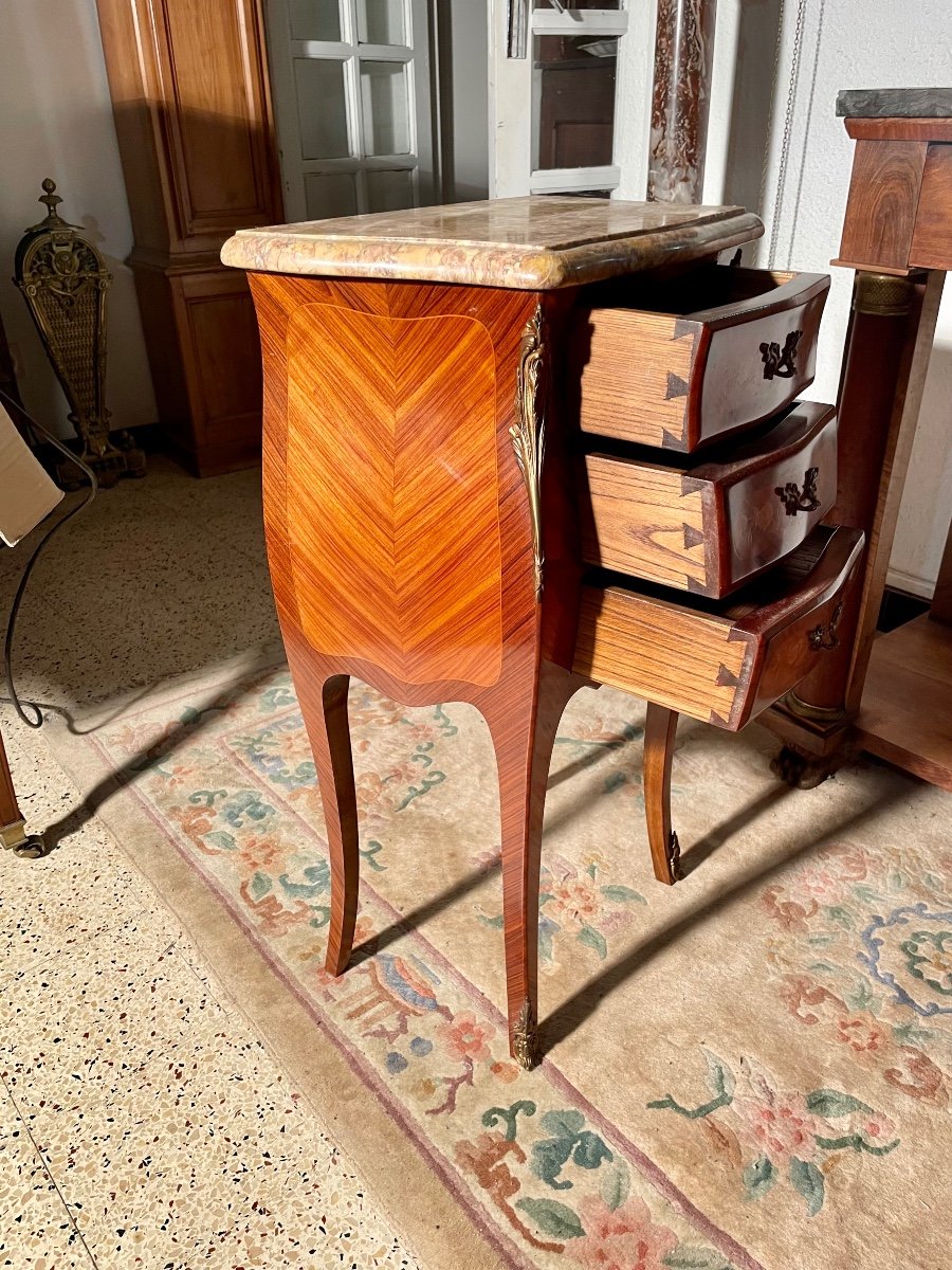 Pair Of Louis XV Bedside Tables, In Rosewood, 1950s Period.-photo-7