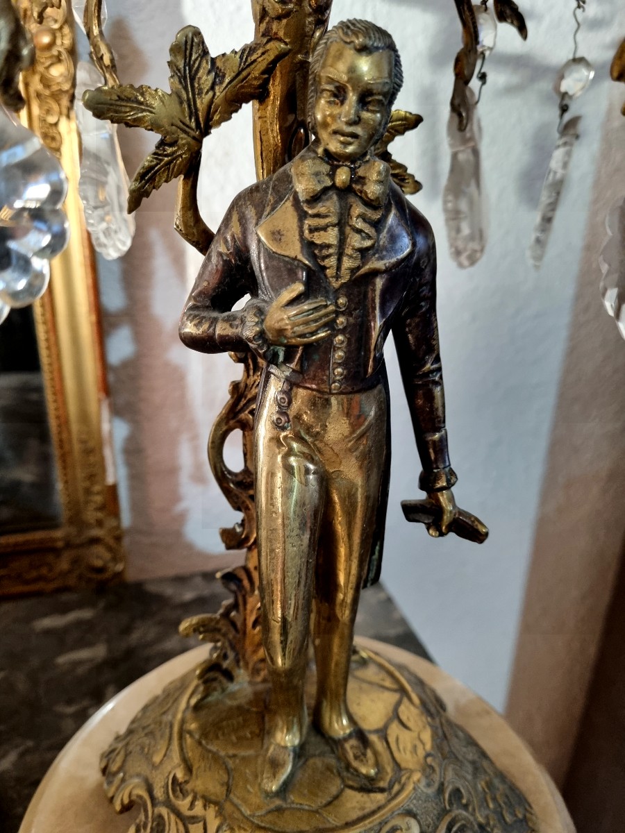 Paire De Candélabre En Bronze Et Marbre époque 1900-photo-4