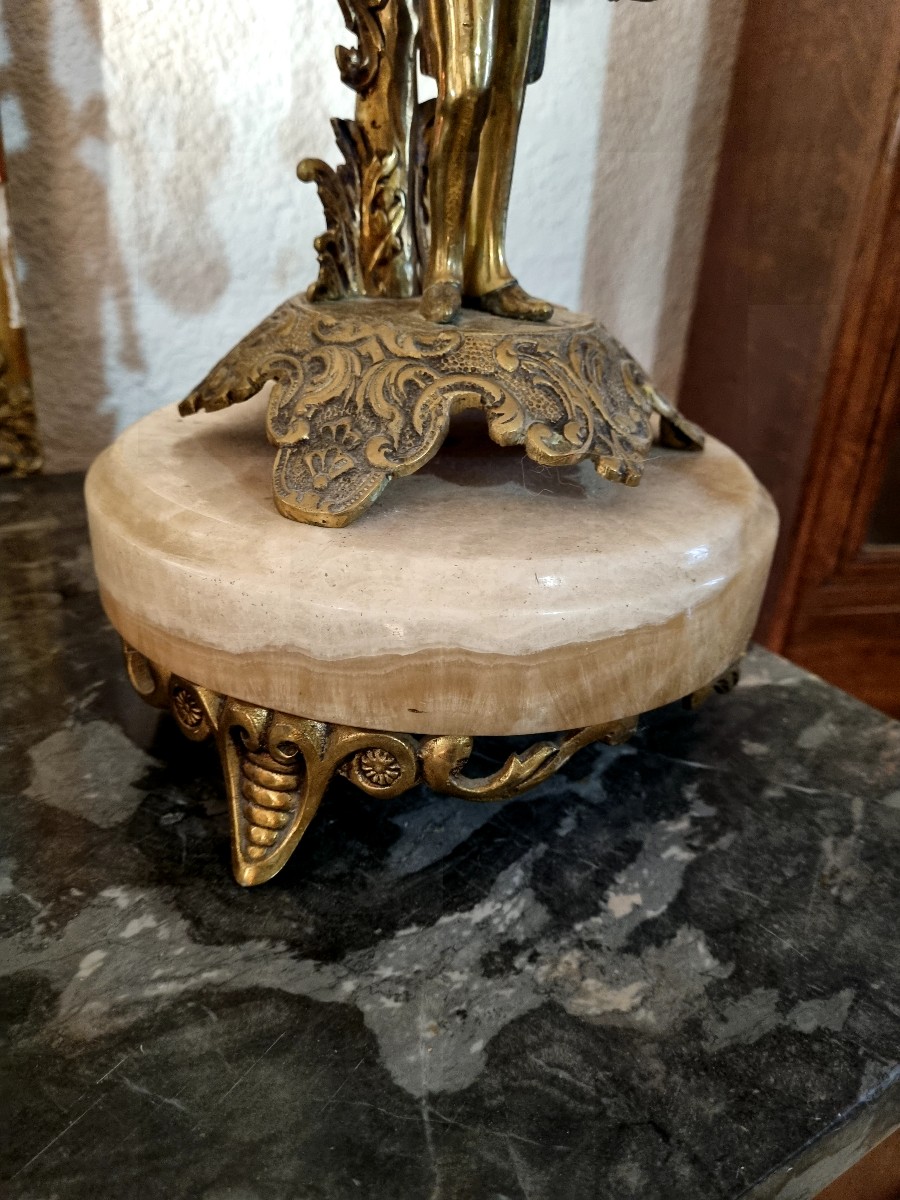 Paire De Candélabre En Bronze Et Marbre époque 1900-photo-5