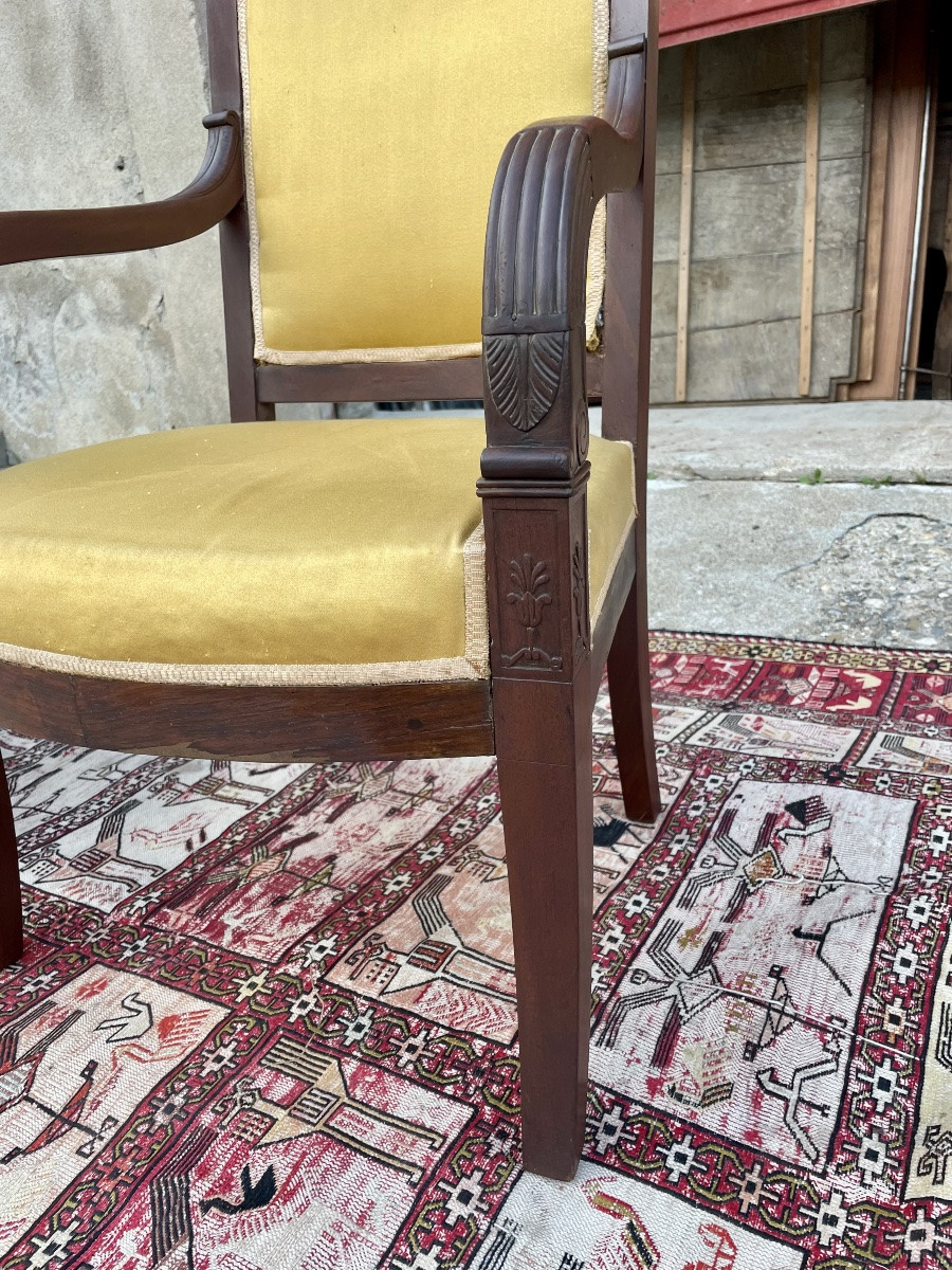 Paire De Fauteuils Empire En Acajou D époque XIXém Siècle -photo-4