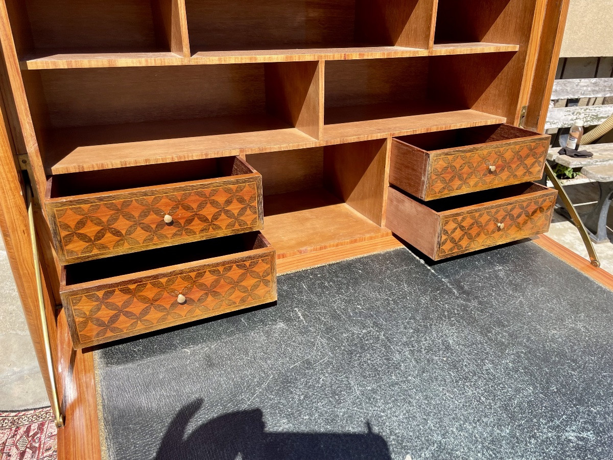 Secretary, Louis XV, Louis XVI In Marquetry From The 19th Century.-photo-5