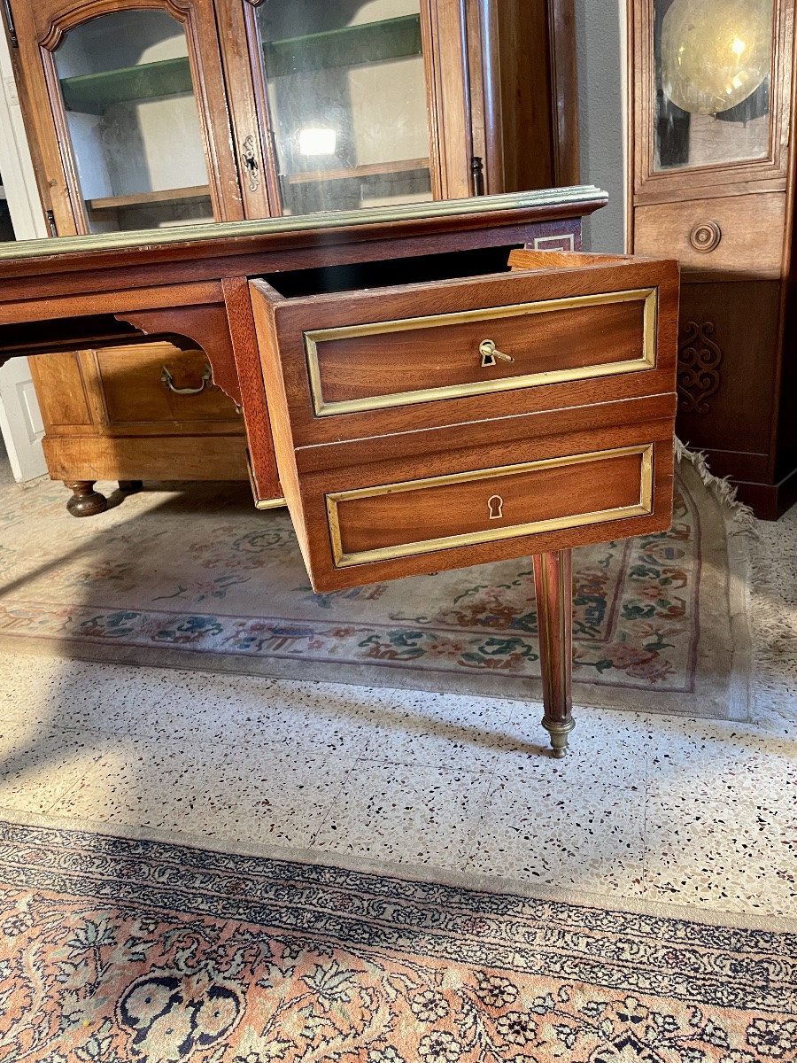 Bureau,, Plat, Louis XVI, En Acajou D’époque XIXe Siècle-photo-4