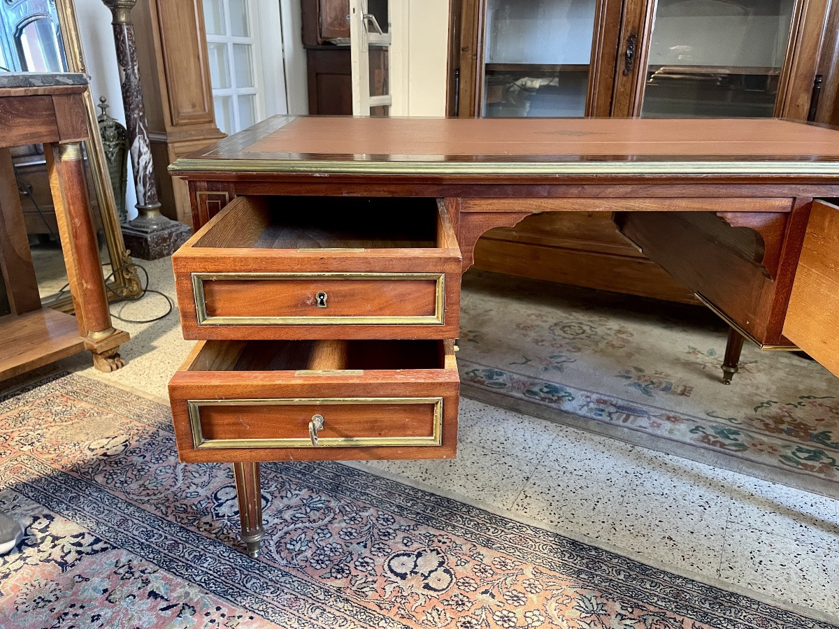Bureau,, Plat, Louis XVI, En Acajou D’époque XIXe Siècle-photo-1