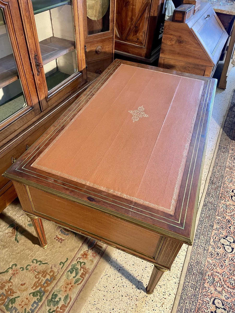 Bureau,, Plat, Louis XVI, En Acajou D’époque XIXe Siècle-photo-7
