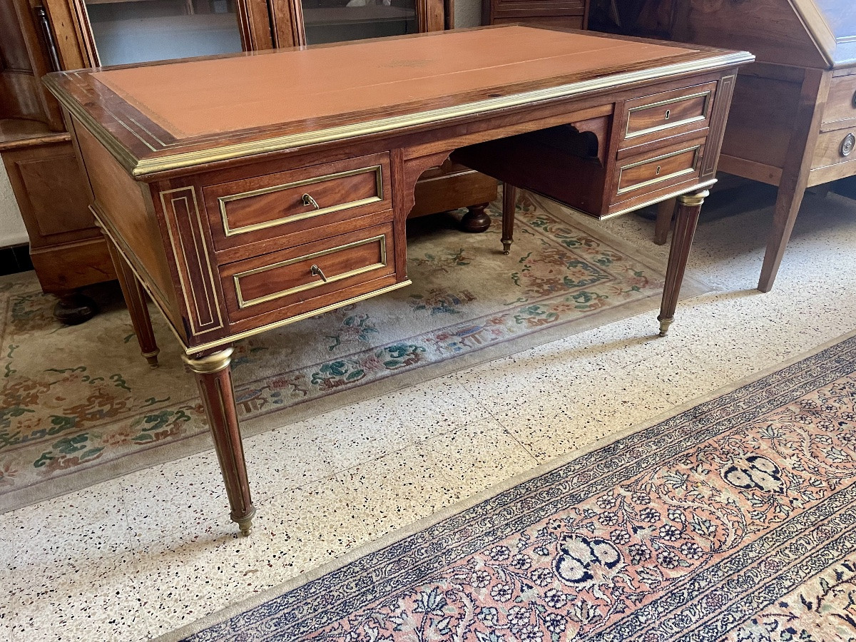 Bureau,, Plat, Louis XVI, En Acajou D’époque XIXe Siècle-photo-8