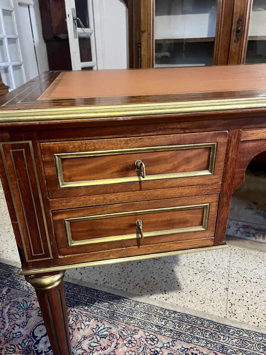 Bureau,, Plat, Louis XVI, En Acajou D’époque XIXe Siècle-photo-4