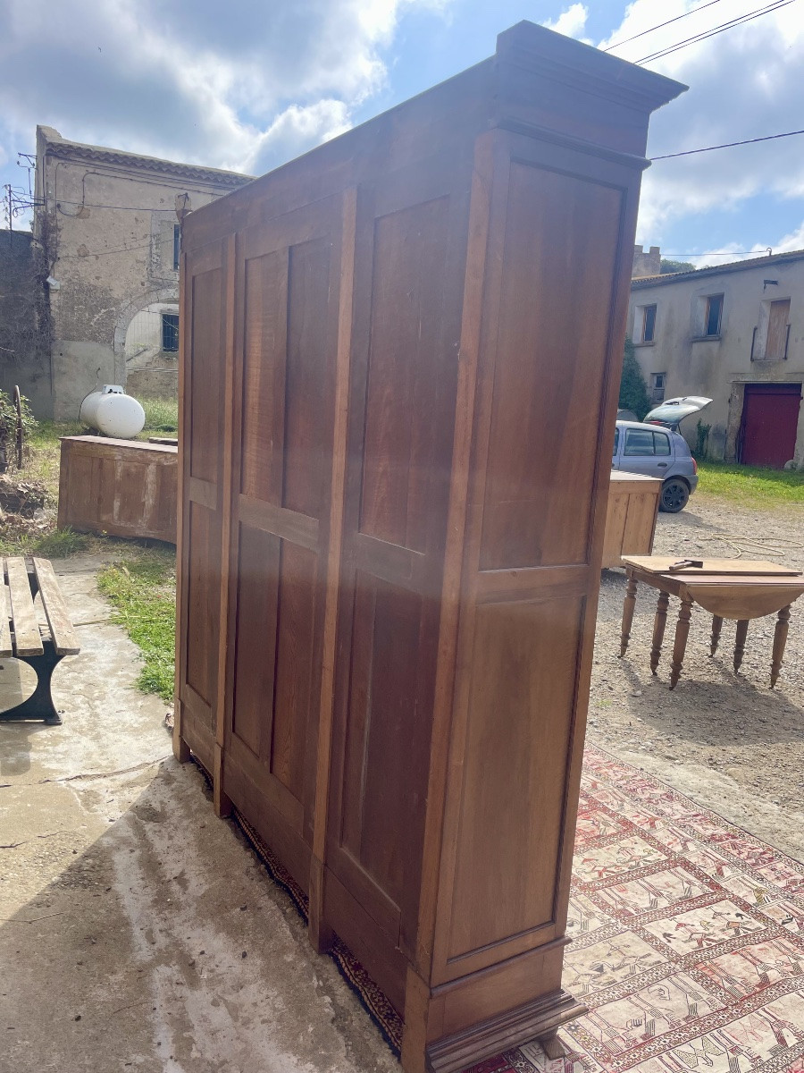 Large Napoleon III Bookcase, In Solid Walnut, 19th Century.-photo-4