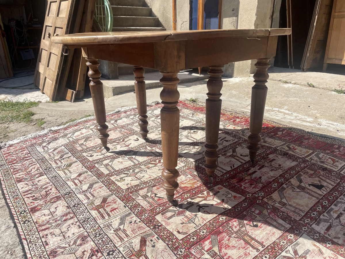 Table De Salle à Manger Louis Phillipe Six Pieds, En Noyer D époque XIXém Siècle.-photo-6
