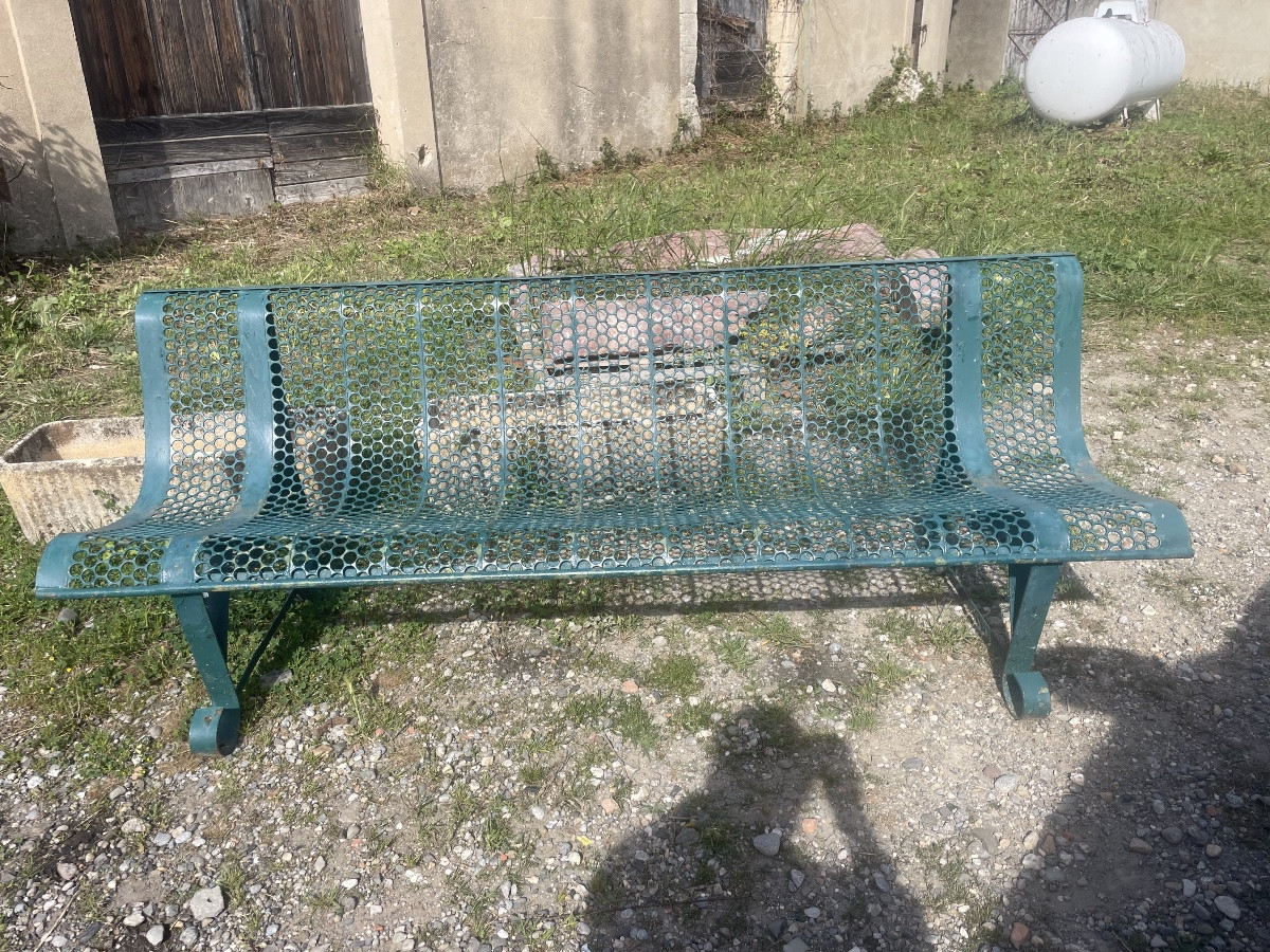 Large Iron Garden Bench 1950.-photo-2