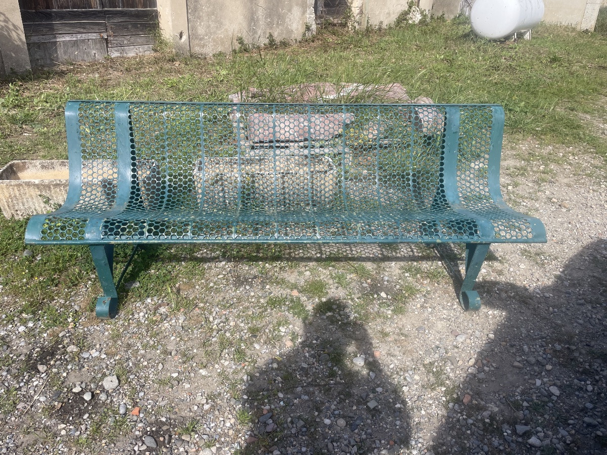 Large Iron Garden Bench 1950.-photo-6