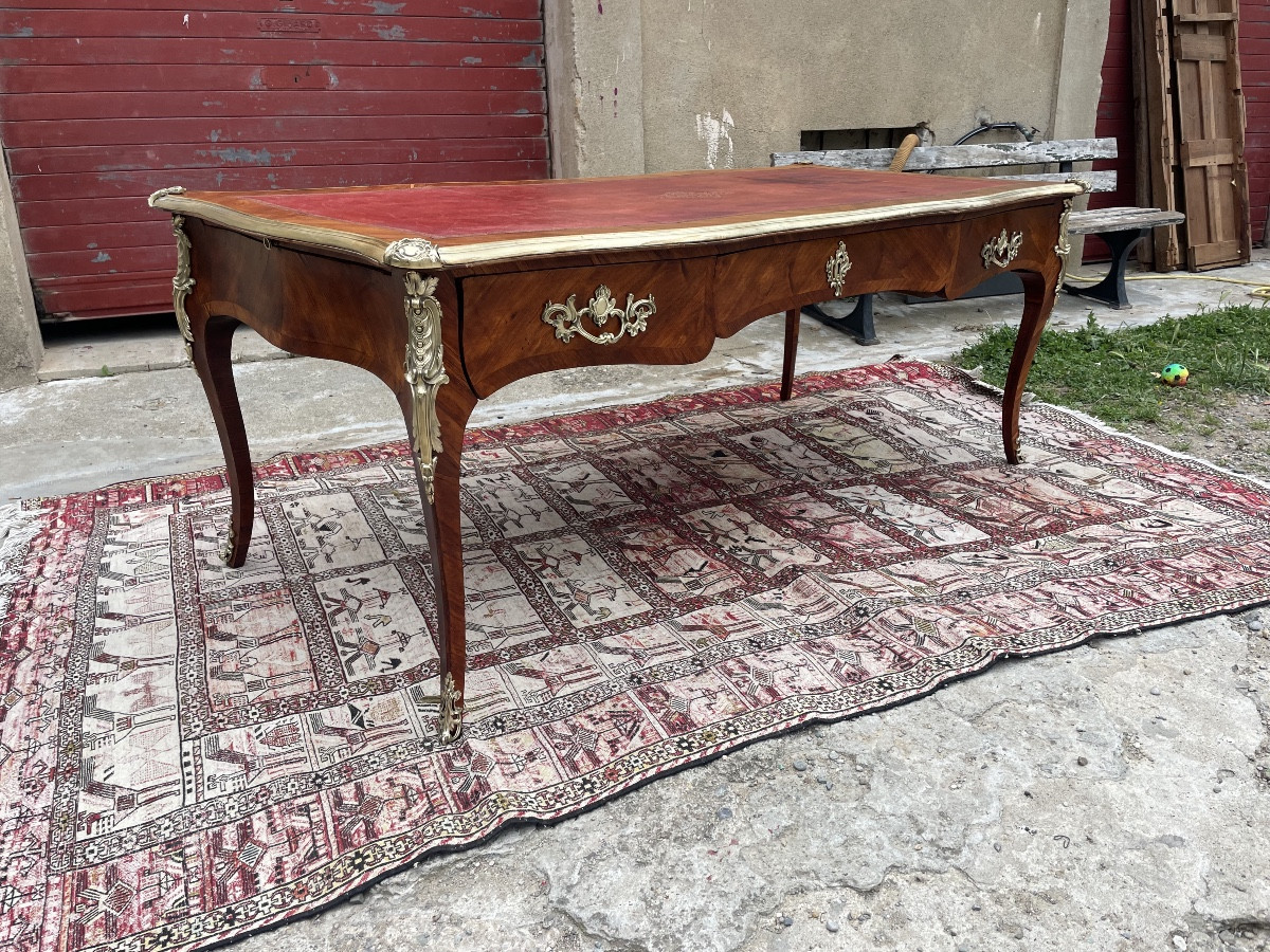 Bureau,, Ministre, Louis XV En Marqueterie D époque 1900.