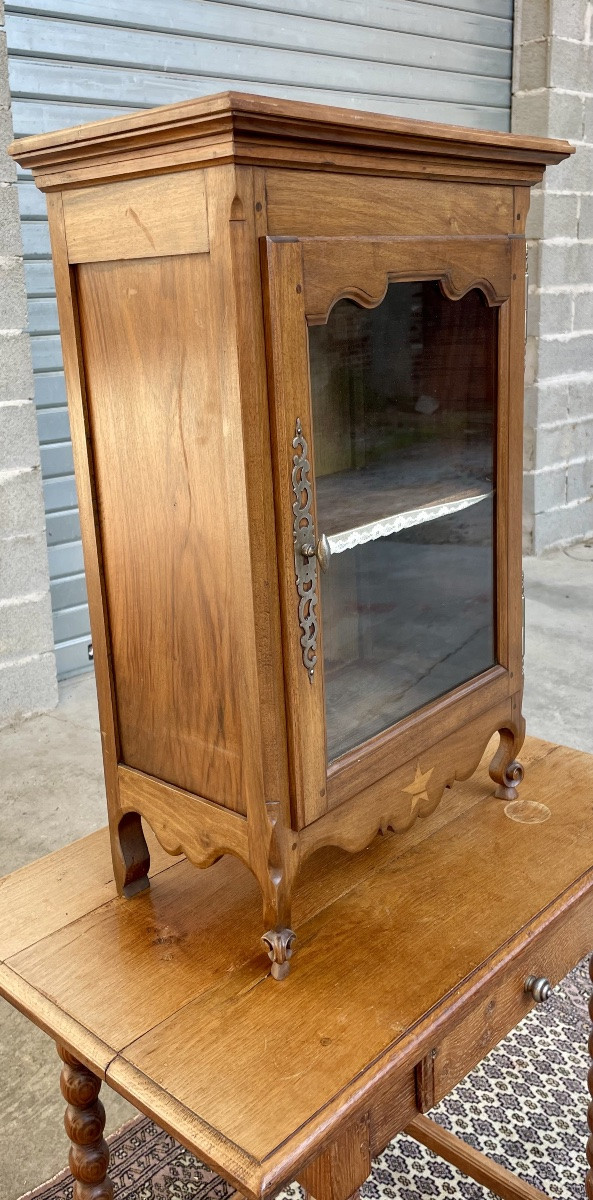 Petit Meuble à Suspendre Provençale En Noyer, D époque 1900.-photo-4