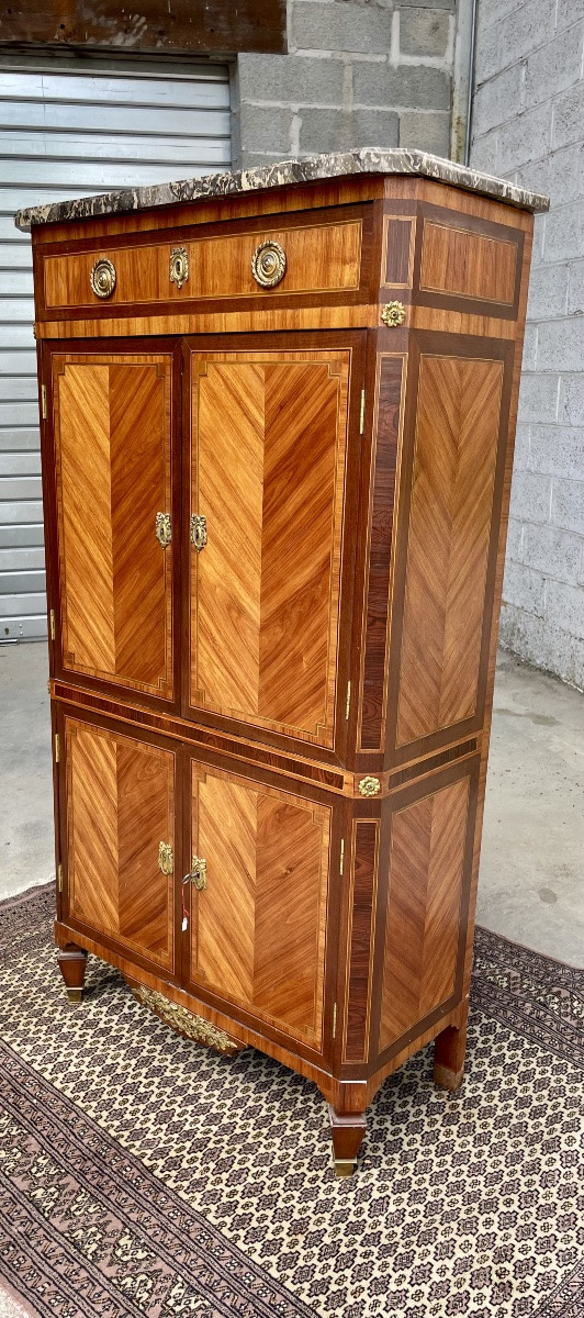 Louis XVI Cabinet, In Marquetry, 18th Century Period.-photo-2