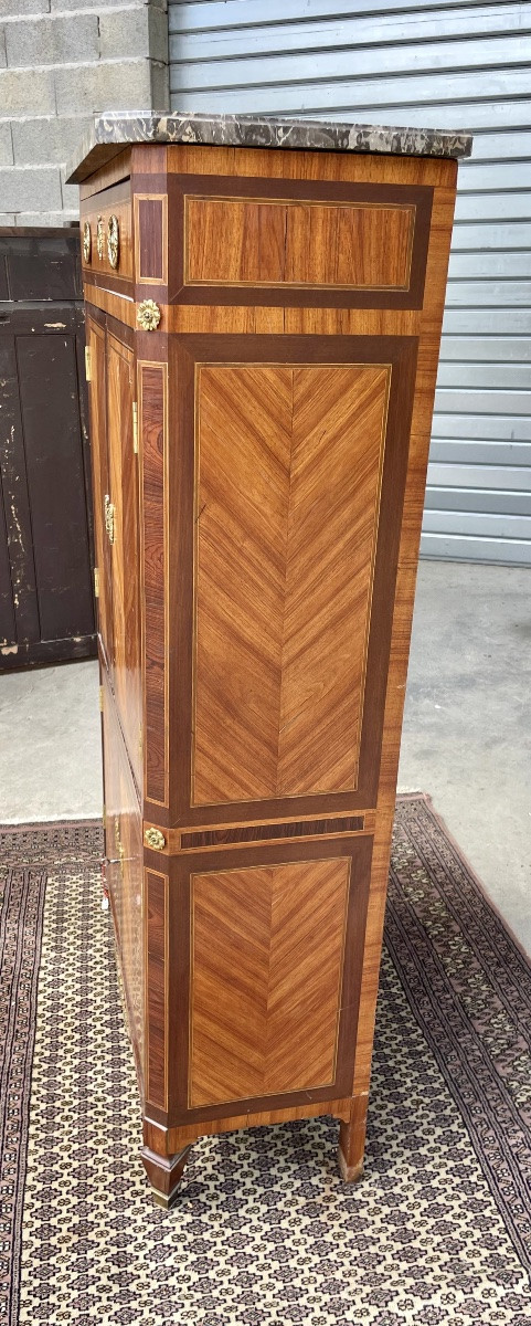 Louis XVI Cabinet, In Marquetry, 18th Century Period.-photo-4