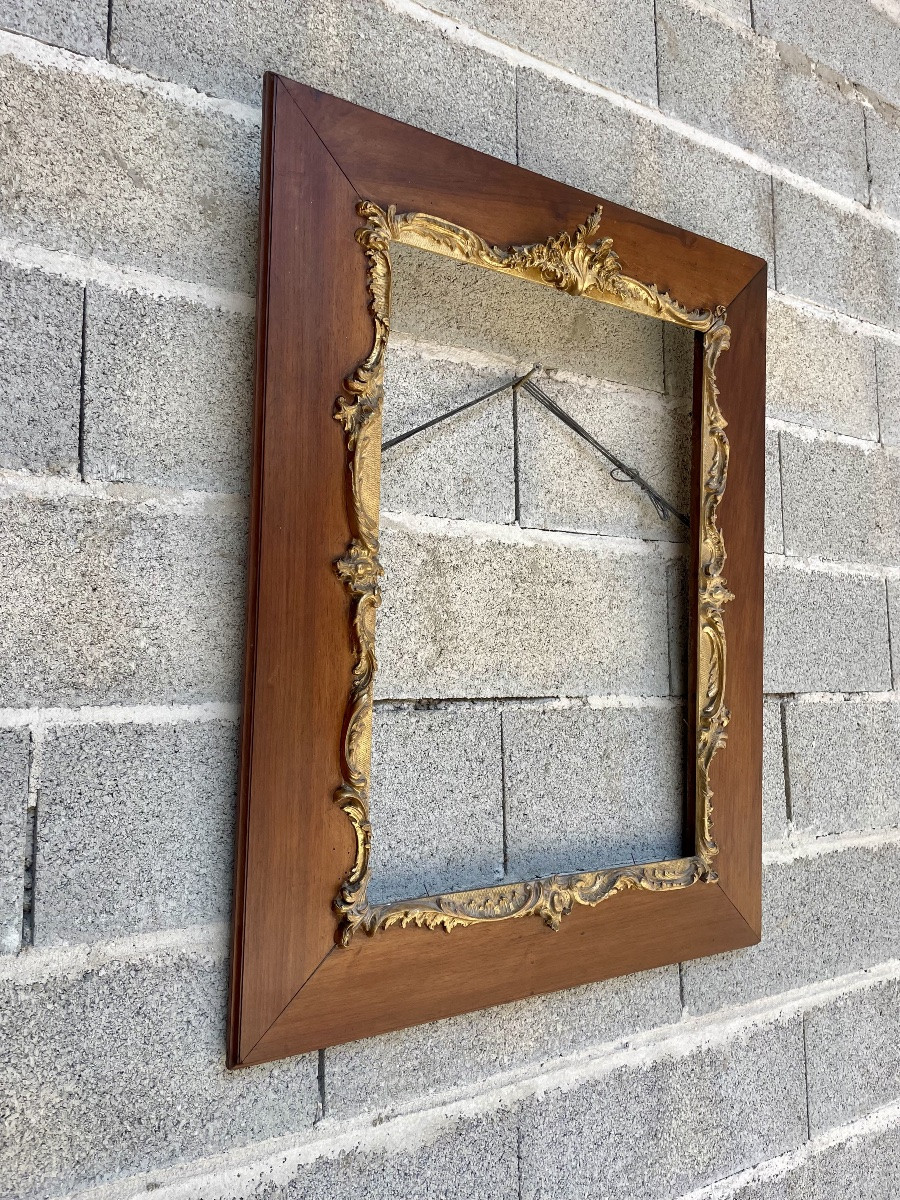 Regency Frame In Mahogany And Wood, Gilded, 19th Century.-photo-3