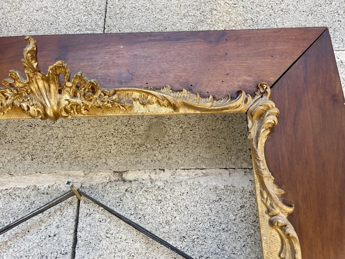 Regency Frame In Mahogany And Wood, Gilded, 19th Century.-photo-2
