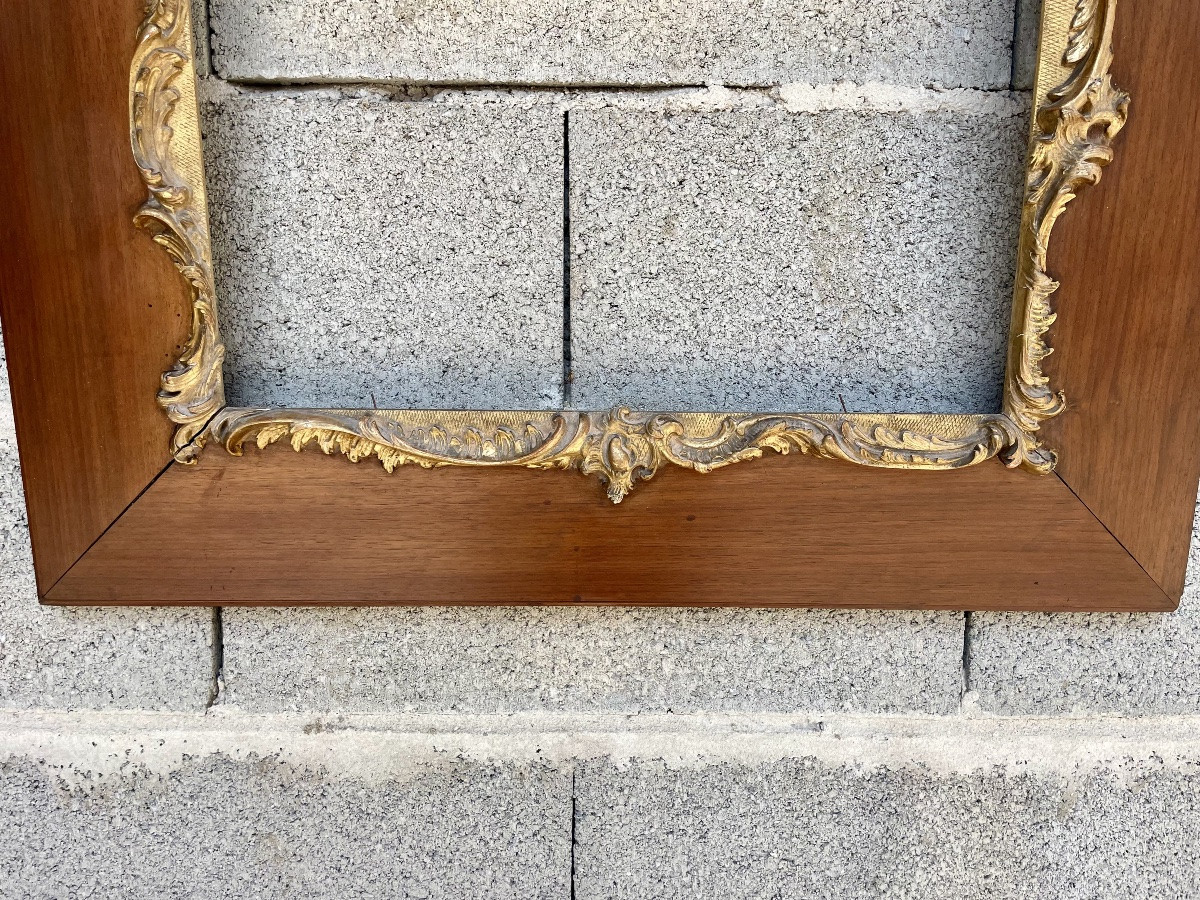 Regency Frame In Mahogany And Wood, Gilded, 19th Century.-photo-6