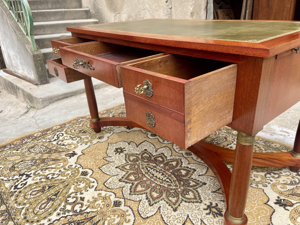 Empire Double-sided Desk In Blond Mahogany, Period, 1900-photo-3