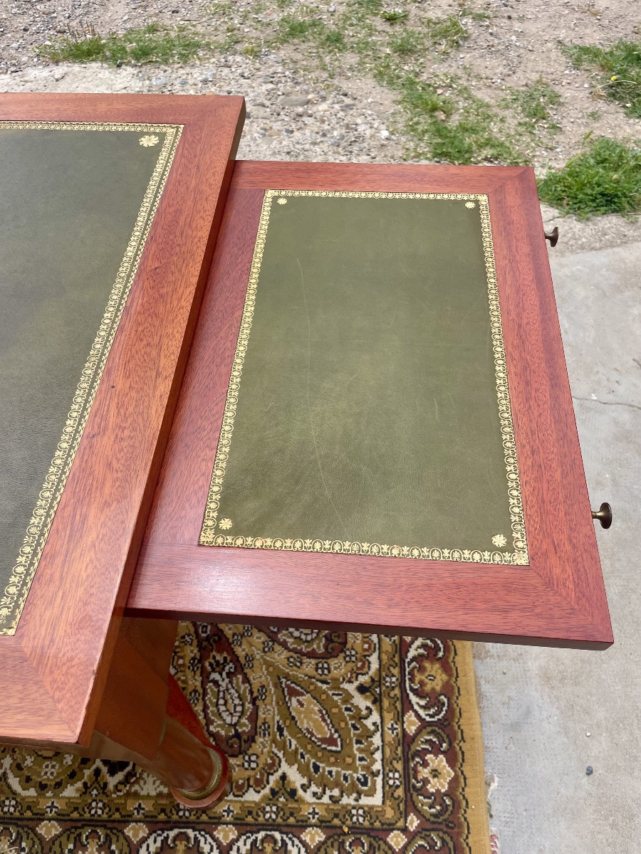 Empire Double-sided Desk In Blond Mahogany, Period, 1900-photo-7