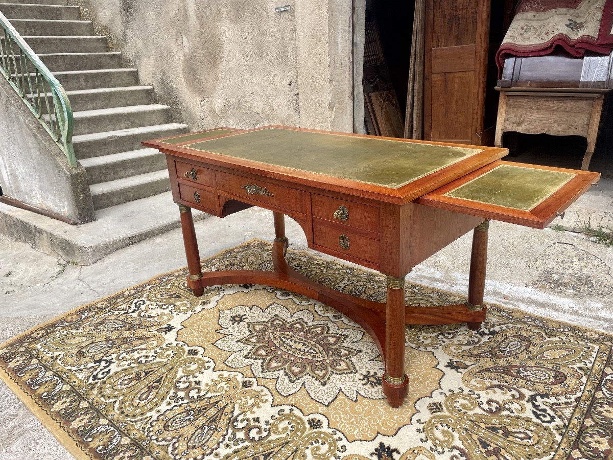 Empire Double-sided Desk In Blond Mahogany, Period, 1900
