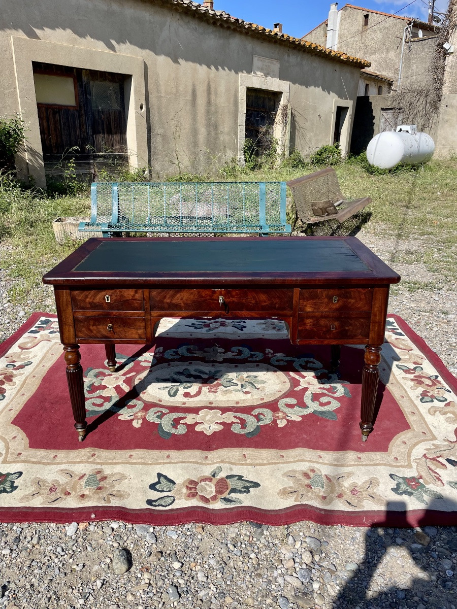 Bureau de milieu, restauration en acajou d’époque XIXÉm siècle -photo-4