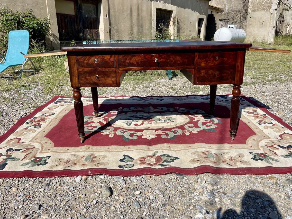 Bureau de milieu, restauration en acajou d’époque XIXÉm siècle -photo-4