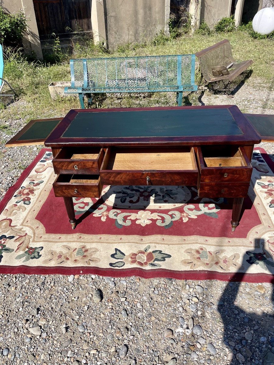 Bureau de milieu, restauration en acajou d’époque XIXÉm siècle -photo-5
