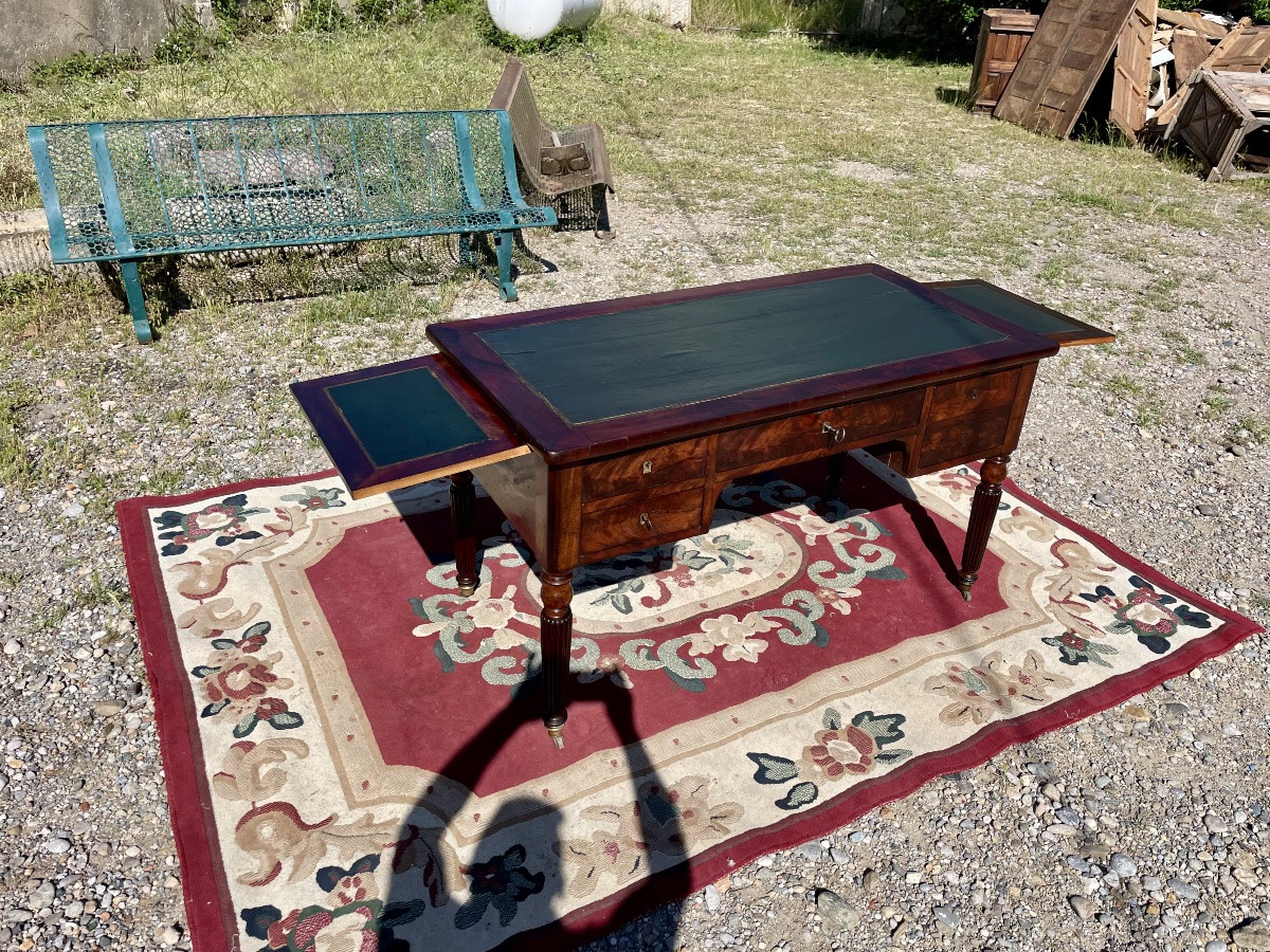 Bureau de milieu, restauration en acajou d’époque XIXÉm siècle -photo-8