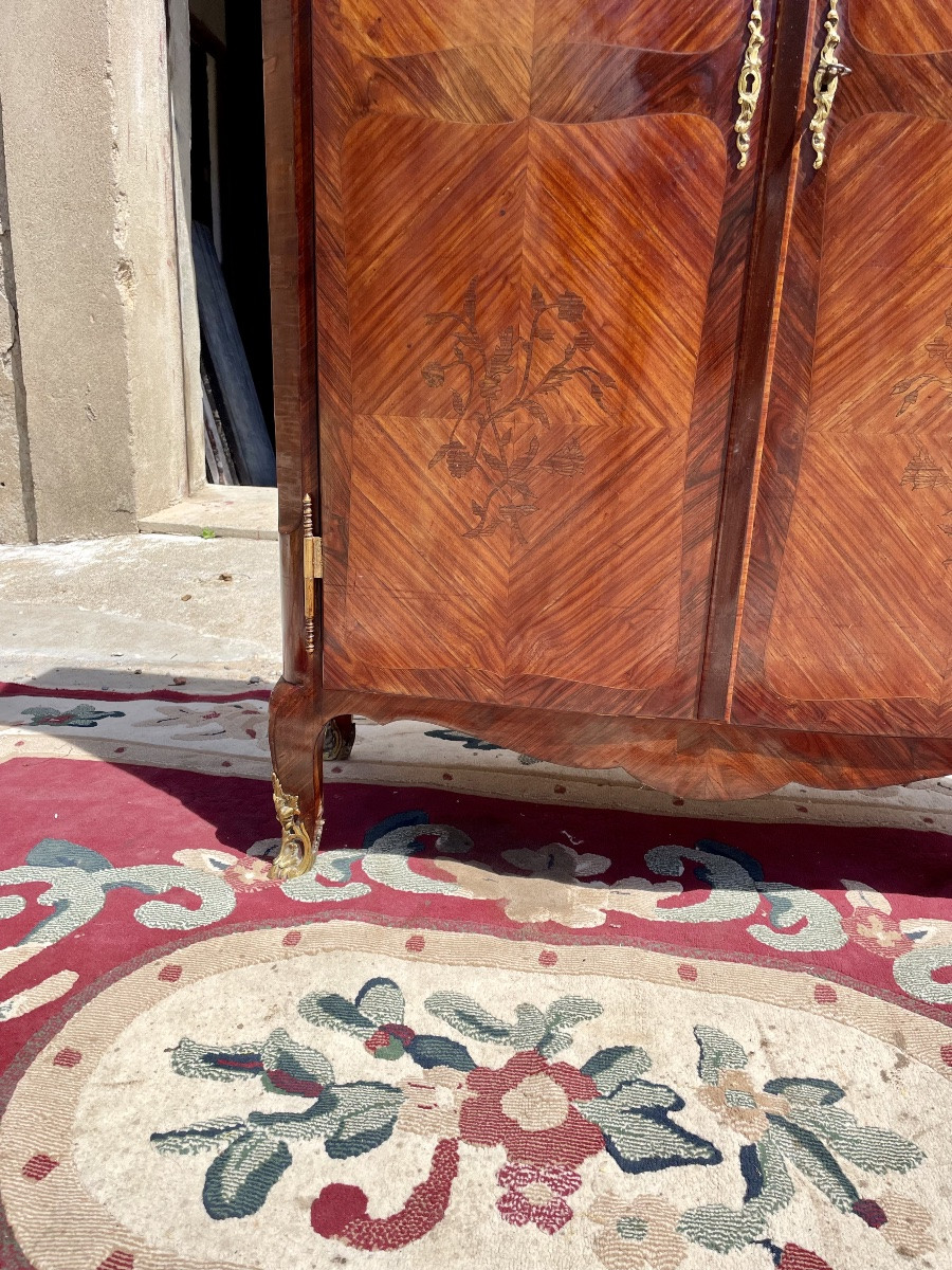 Louis XV Cabinet, Curved In Marquetry, From The 19th Century.-photo-1