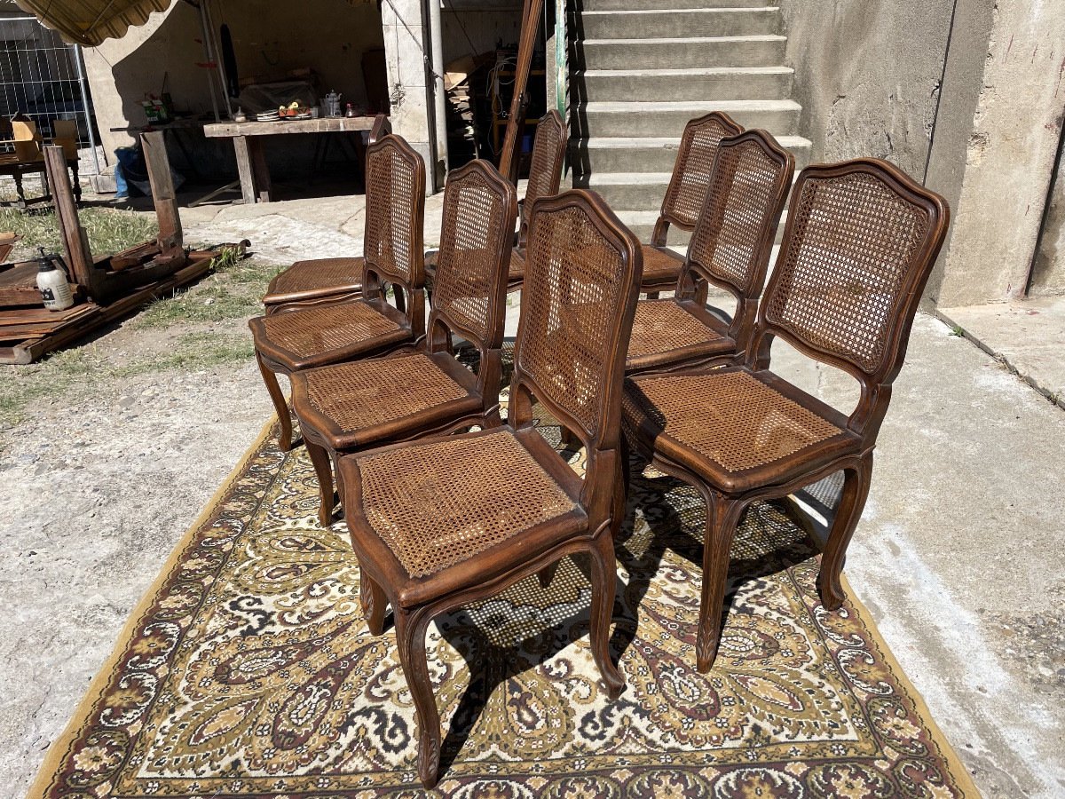 Set Of 8 Regency Walnut Chairs, 19th Century -photo-4
