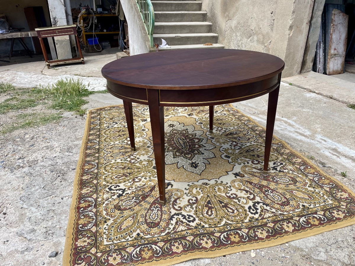 Table de salle à manger Louis XVI en acajou d époque, 1900.-photo-1