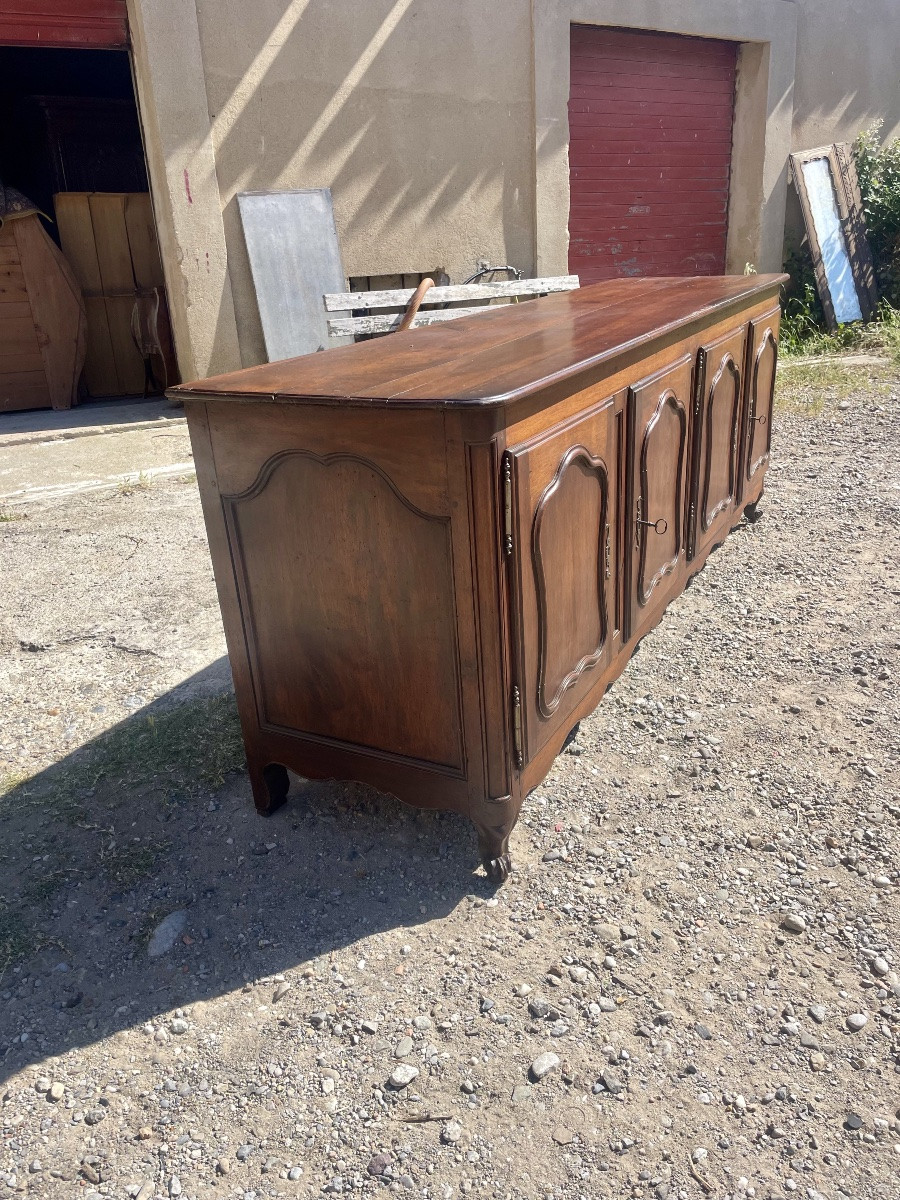 Louis XIV Sideboard, 4 Doors In Walnut, 18th Century -photo-3