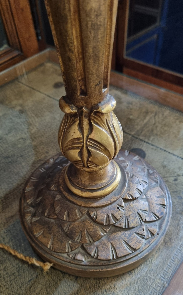Paire de candélabres Louis XVI en bois doré, époque XIXé-photo-2