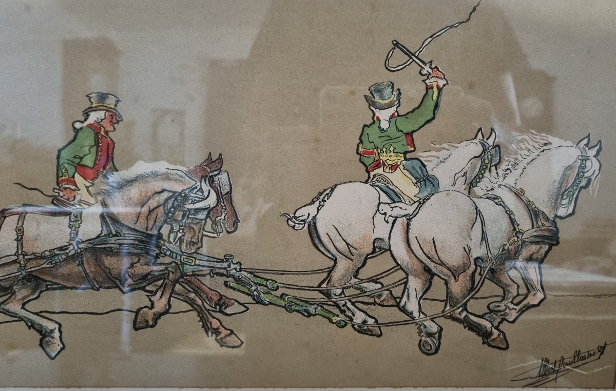 Paire d'illustrations signées Albert Guillaume époque 1900-photo-1